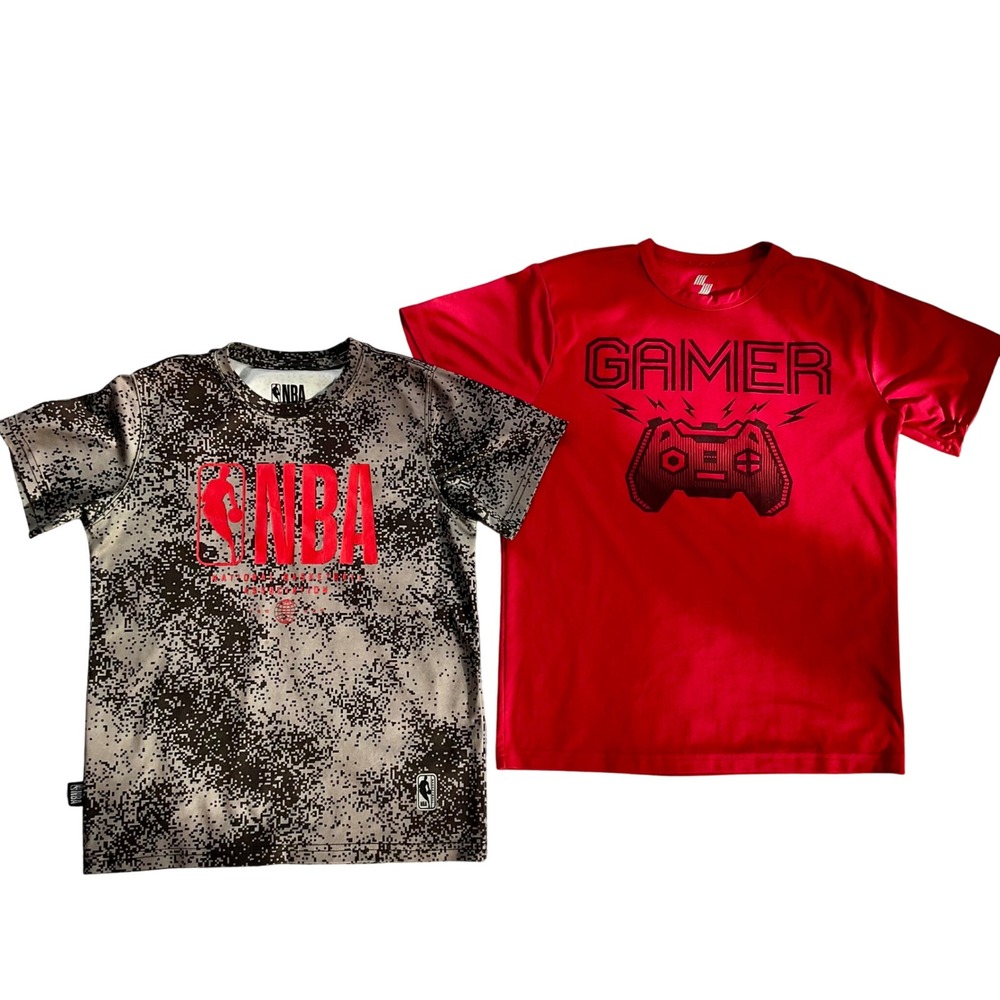 NBA Digital Camo & Gamer Graphic T-Shirt Bundle Kids Medium 10-12 2pc Sports